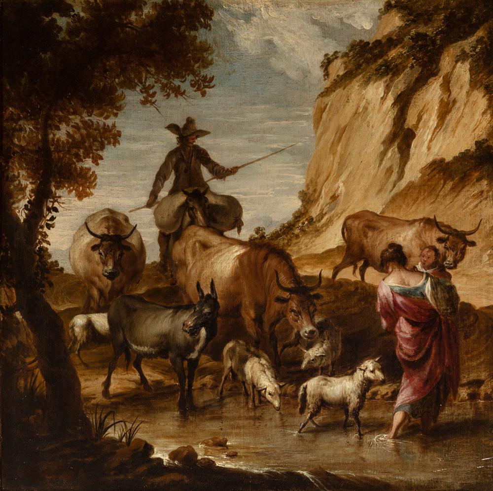 Christian David Gebauer comparable auction result: christian david gebauer neusalz an der oder denmark 1777 aarhus 1831 landscape with young man with figures and animals oil on canvas