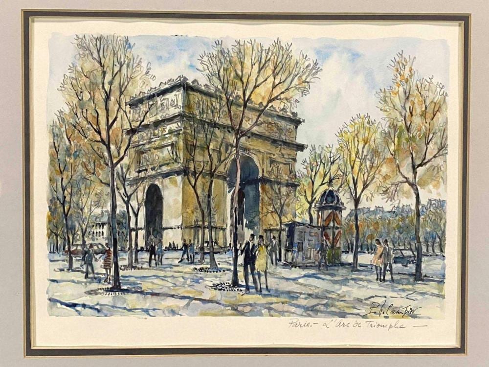 Pierre Cambier comparable auction result: pierre cambier l arc de triomphe watercolor on paper