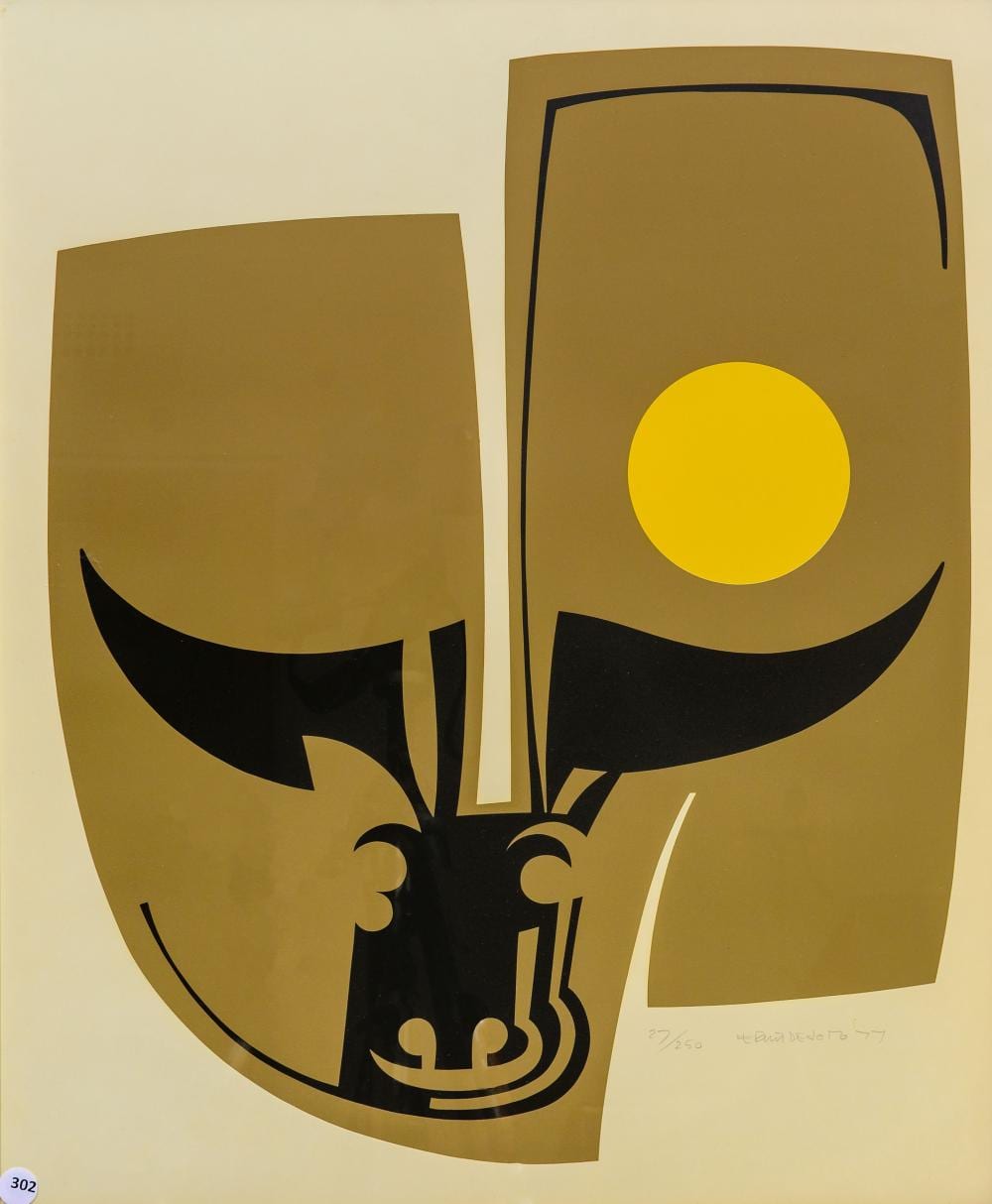 Ernst DeJong comparable auction result: ernst de jong sa 1934 2016 lithograph abstract bull signed dated 77 numbered 27 250 in pencil 60 x 50 sheet size
