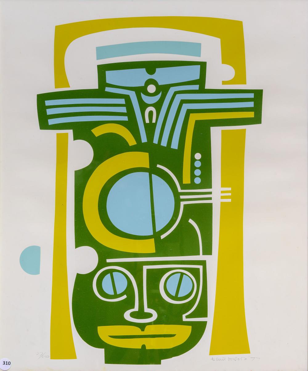 Ernst DeJong comparable auction result: ernst de jong sa 1934 2016 lithograph abstract totem pole signed dated 77 numbered 27 250 in pencil 60 x 50 sheet size