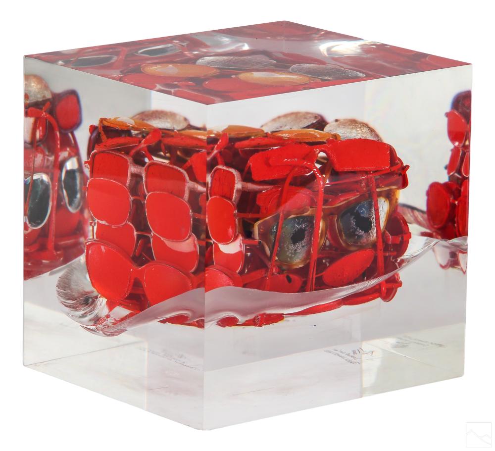 Tolleck Winner comparable auction result: tolleck winner b1959 modern acrylic cube sculpture