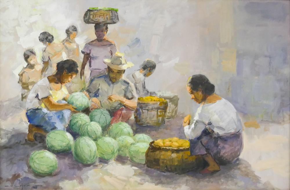 Crispin V. Lopez comparable auction result: crispin villafuerte lopez 1903 1985 philippines watermelon vender oil on canvas 1968