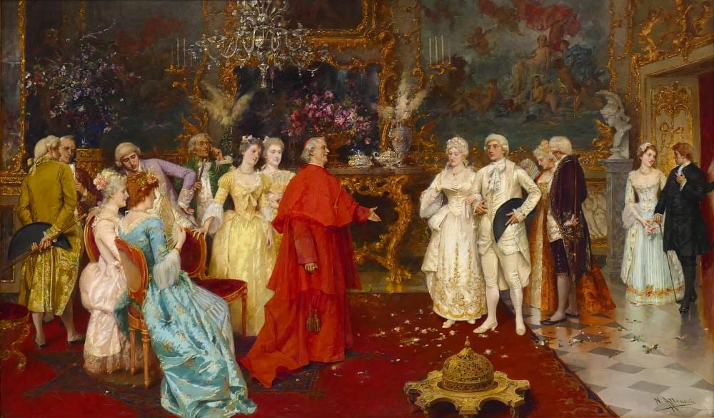 Natale Attanasio comparable auction result: natale attanasio 1846 1924 italy visit with cardinal oil on canvas