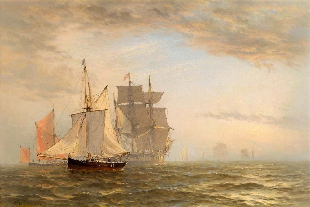 Henry Thomas Dawson comparable auction result: henry thomas dawson british 1842 1918 sunset shipping in the thames estuary