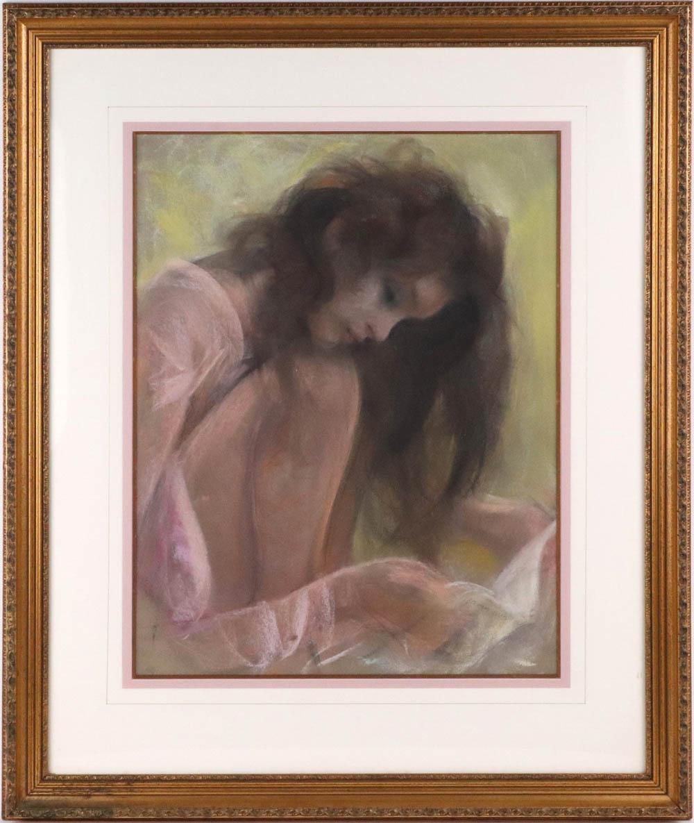 Cydney Grossman comparable auction result: cydney grossman pastel on paper woman reading