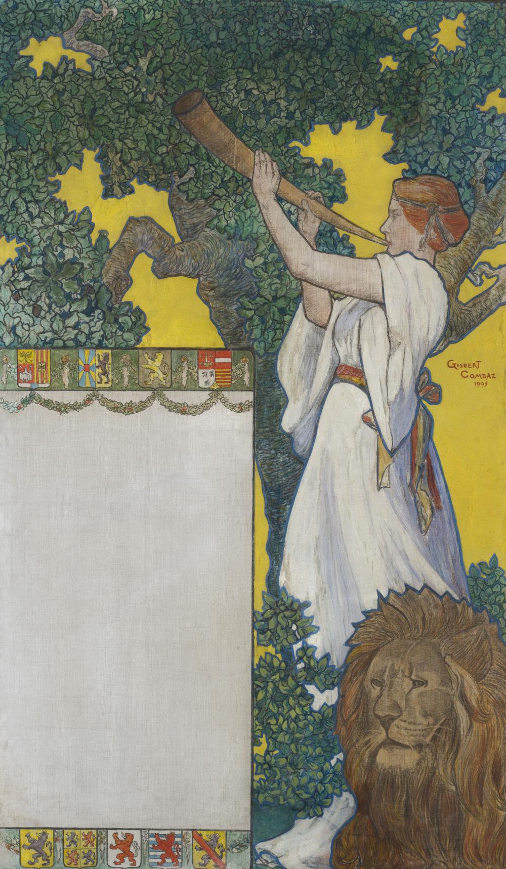Ghisbert Combaz comparable auction result: gisbert combaz 1869 1941 projet de l affiche pour le 75e anniversaire de l ind pendance 1905