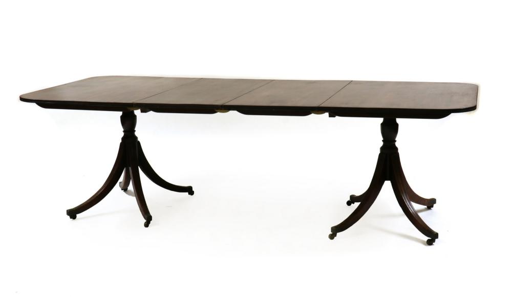Auction comp thumbnail for A twin pedestal mahogany dining table, (Sworders, Lot 486)