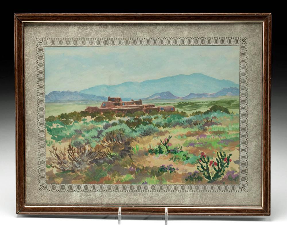 Paul Coze comparable auction result: paul coze painting new mexico pueblo