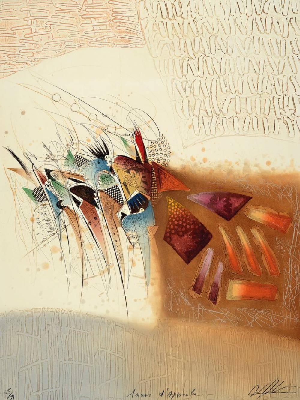 Georges Dussau comparable auction result: georges dussau born 1947 color etching right