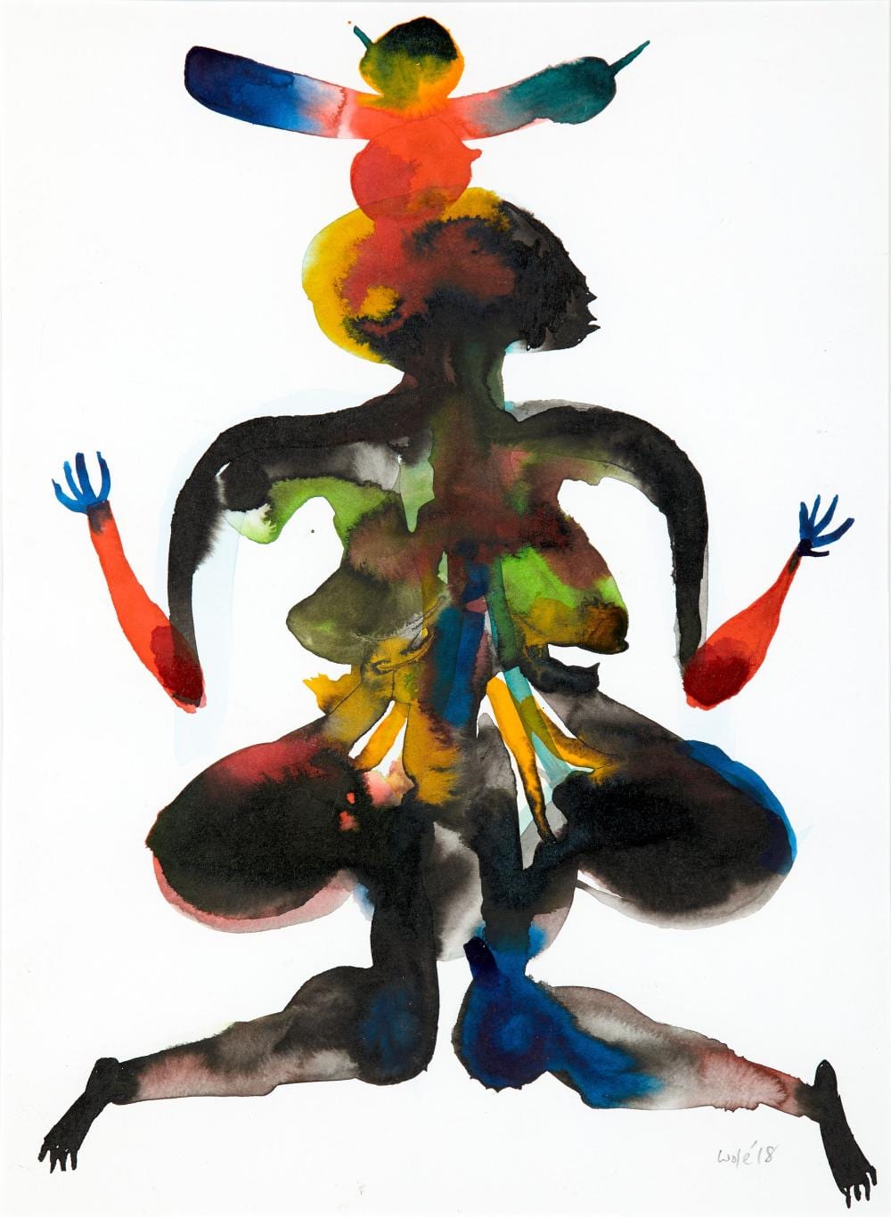 WOLE LAGUNJU comparable auction result: wole lagunju nig rian n en 1966 sans titre 2018 aquarelle et encre sur papier