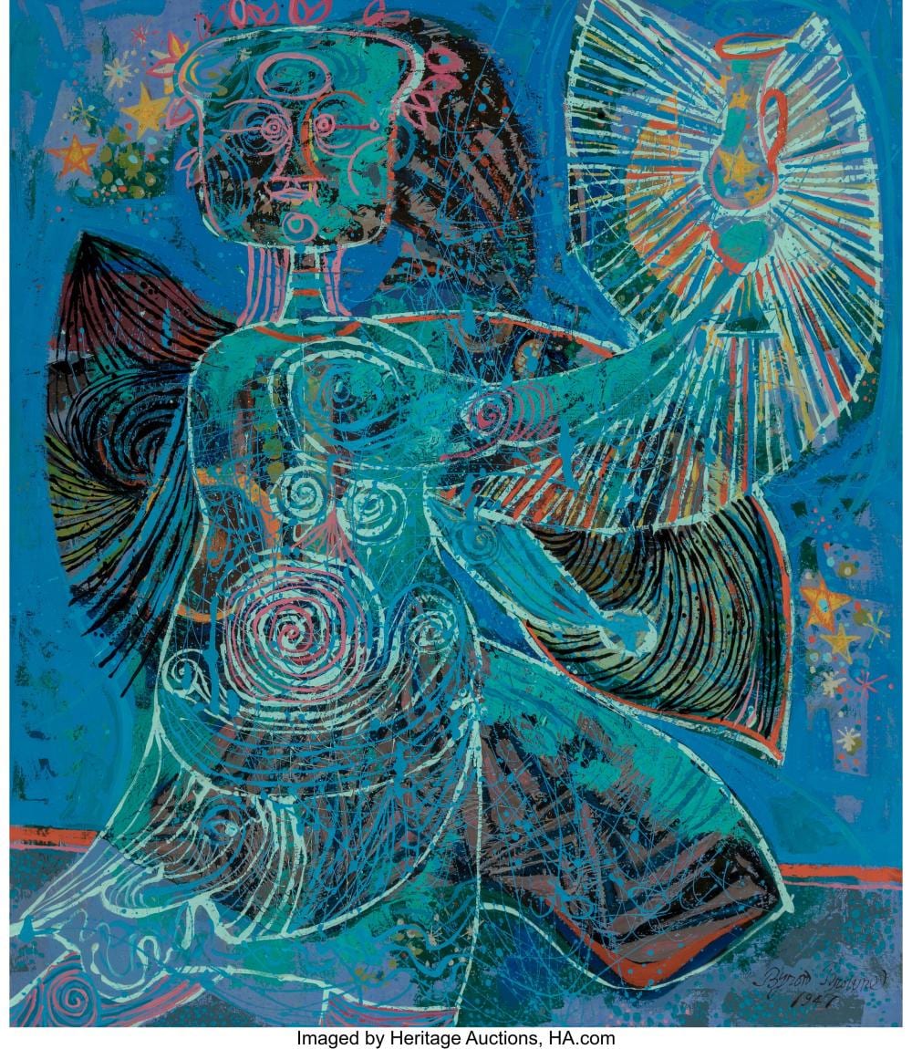 Byron Browne (American, 1907-1961) The Night Journey, 1947 Oil on canvas 28 x 24 sold by Heritage Auctions, lot 67123 — auction record photograph