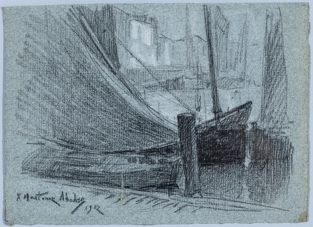 Juan Martínez Abades comparable auction result: boats anchored at the shore