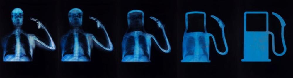 Ahmed Mater comparable auction result: ahmed mater saudi arabian b 1979 evolution of man lightbox in five par