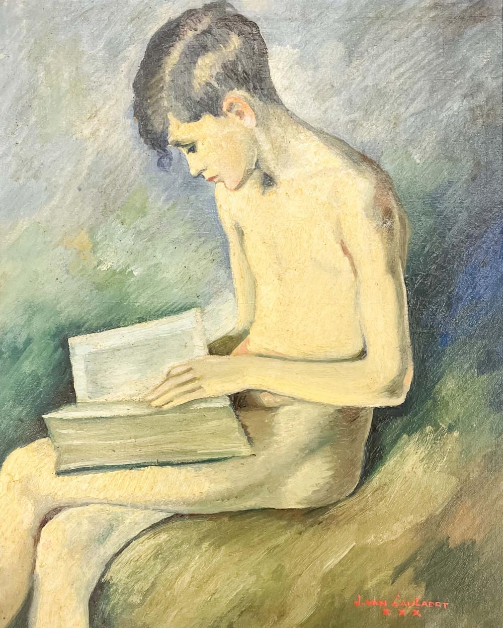 Jean van Caulaert comparable auction result: jean dominique van caulaert youth reading