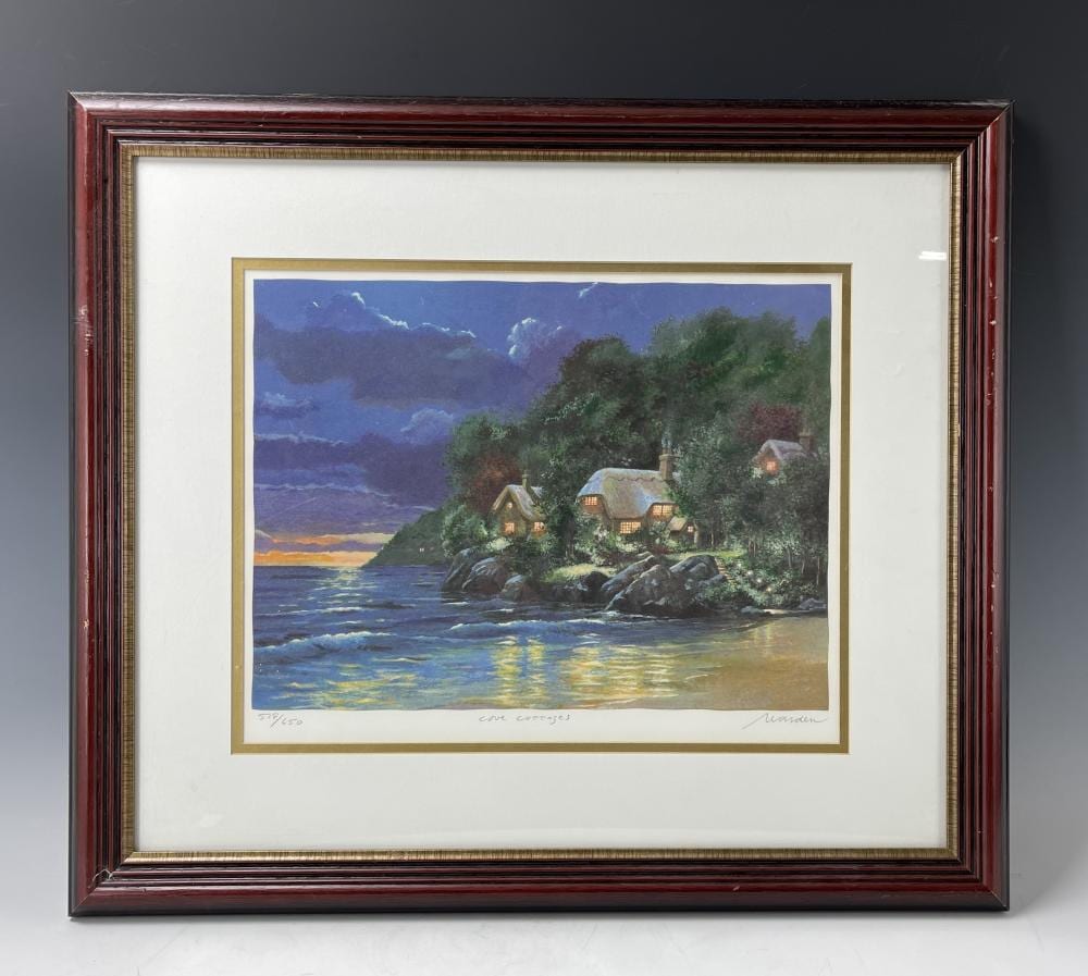 Andrew Warden comparable auction result: andrew warden signed cove cottages serigraph