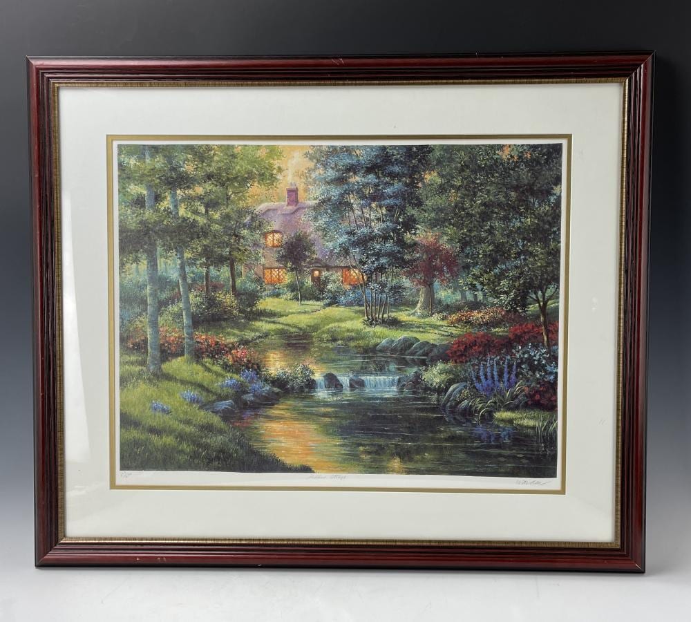 Andrew Warden comparable auction result: andrew warden signed hidden cottages serigraph
