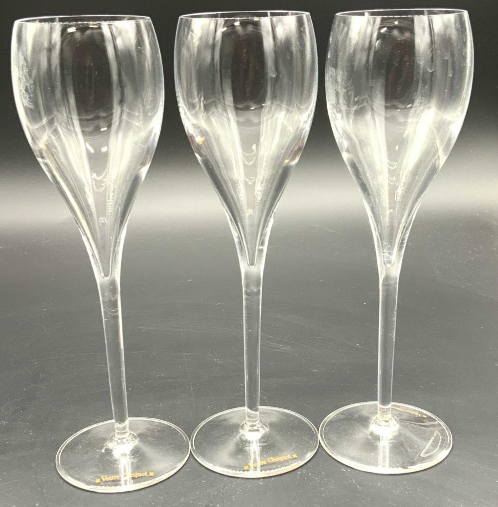 Set 6 Veuve Clicquot Crystal Flutes, France sold by The Benefit Shop Foundation Inc., lot 510 — auction record photograph