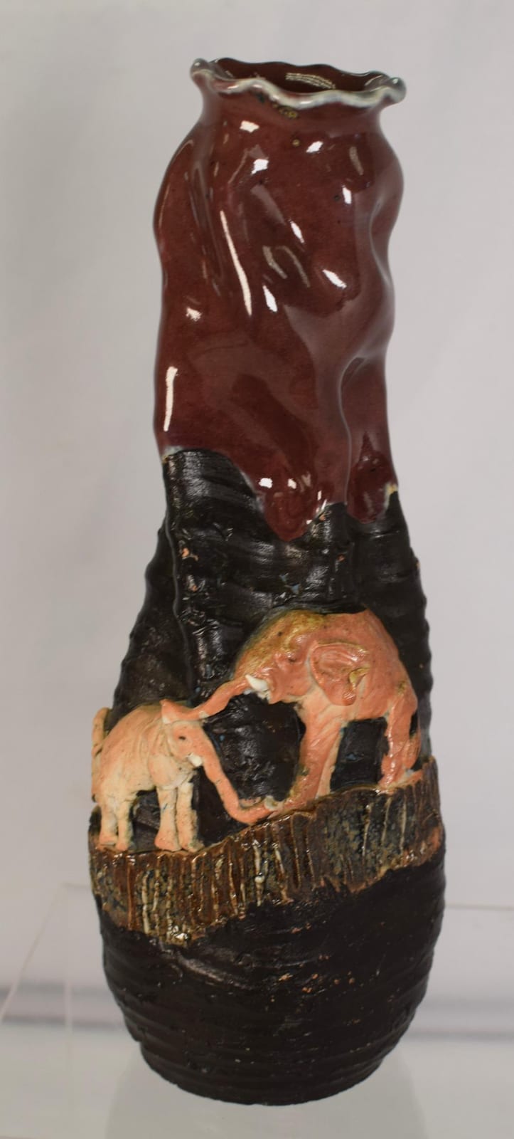 Sumida Gawa comparable auction result: sumida gawa inoue ryosai pottery vase elephants