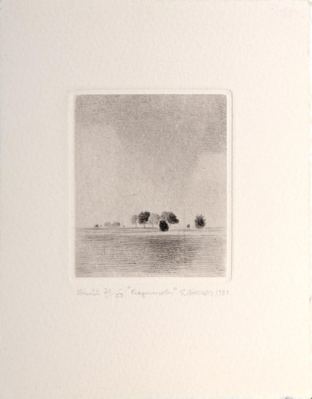 Gunnar Norrman comparable auction result: gunnar norrman trees in the field etching with aquatint