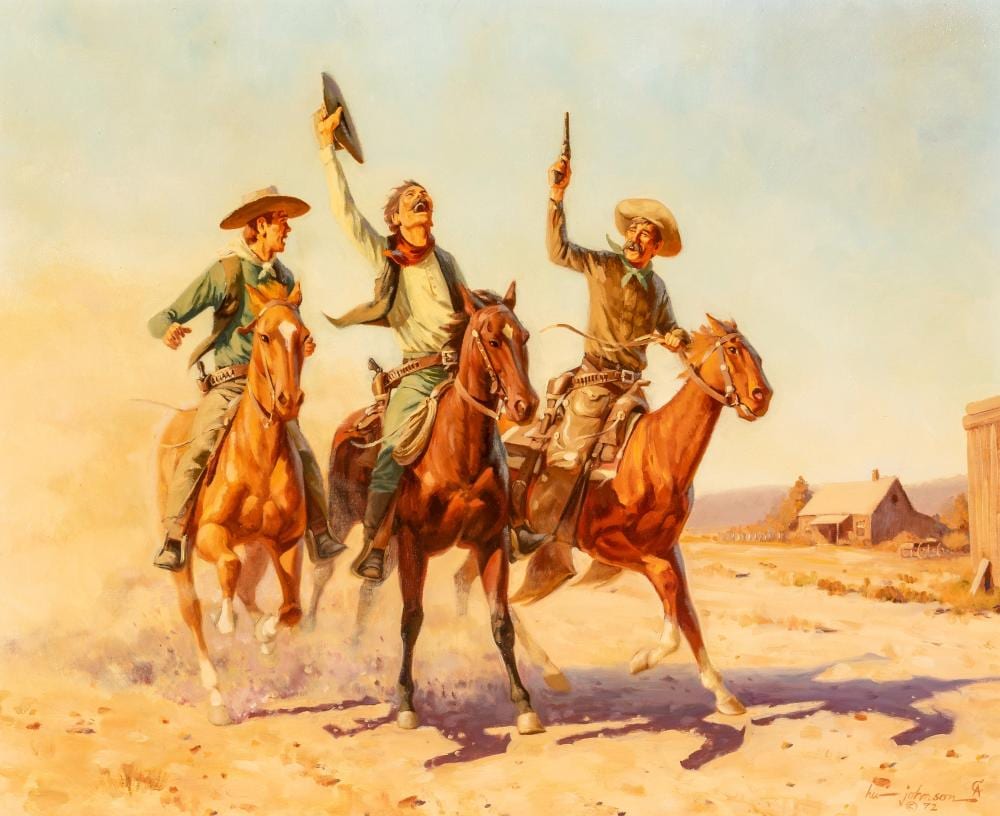 Harvey William Johnson comparable auction result: harvey william johnson ridin to hear the owl hoot 1972