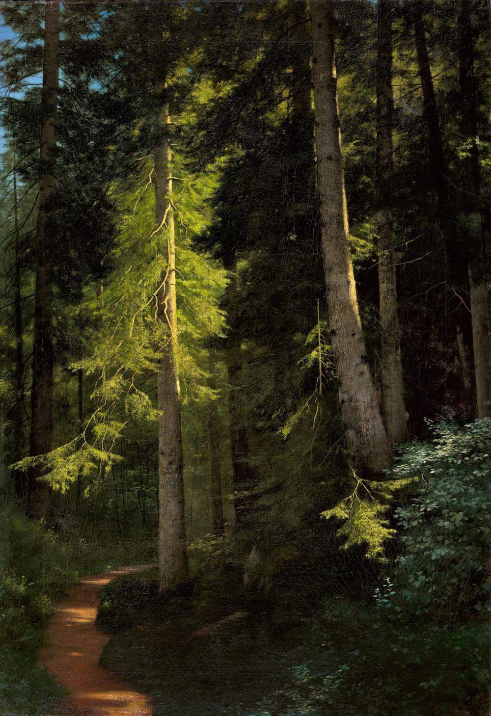 RÜDISÜHLI, EDUARD PAUL: "Waldweg bei Fryberg". sold by Dobiaschofsky Auktionen AG, lot 2225 — auction record photograph
