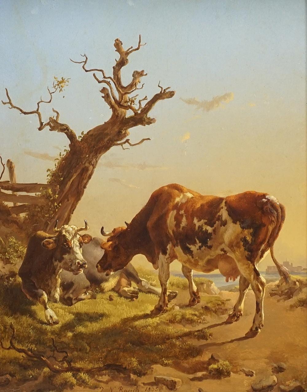 Johann Nepomuk Rauch comparable auction result: johann nepomuk rauch two cows resting on a path