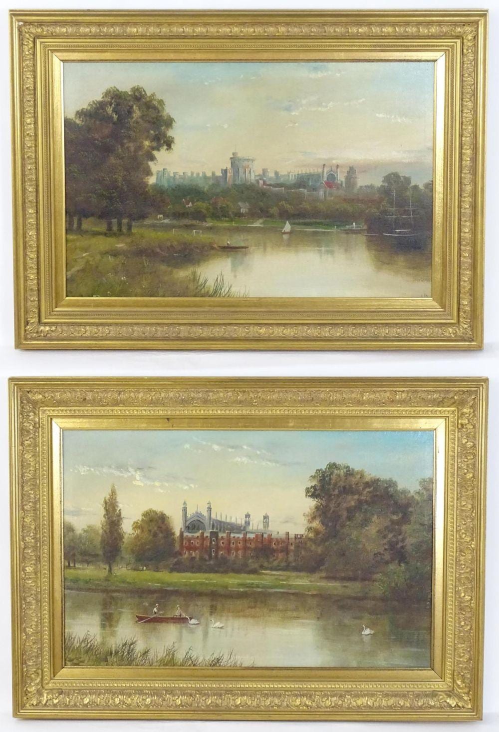 James Isaiah Lewis comparable auction result: james isaiah lewis 1860 1934 oil on canvas a pair eton college chapel viewed from the river tha