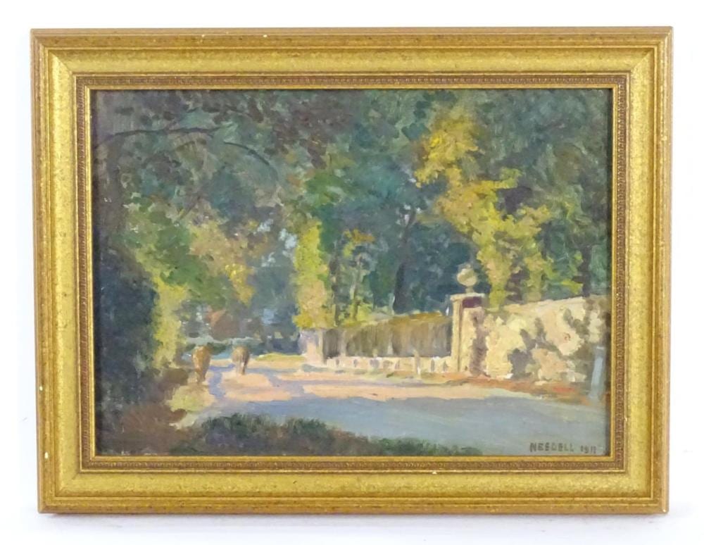 philip gregory needell 1886 1974 oil on canvas board cattle on a french road in the late afterno · Claydon Auctioneers · 2022-10-31 Philip Gregory Needell comparable auction result: philip gregory needell 1886 1974 oil on canvas board cattle on a french road in the late afterno