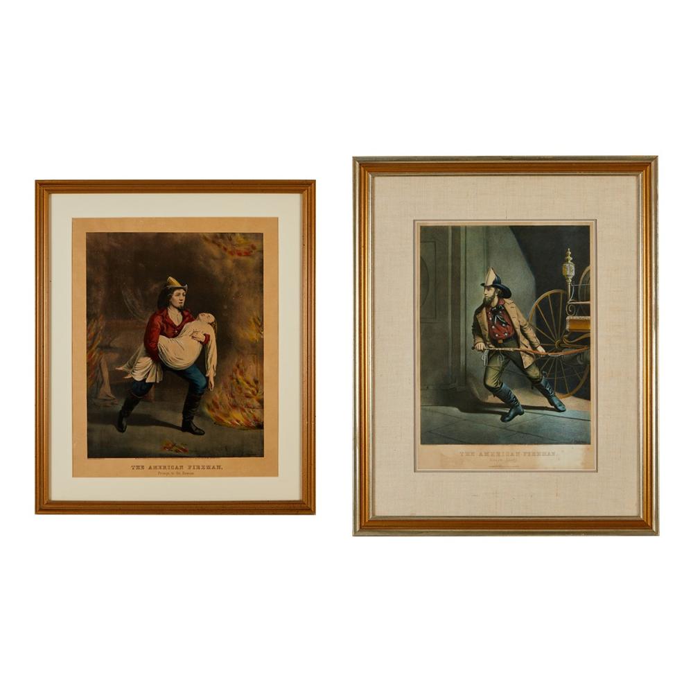 Louis Maurer comparable auction result: 2 currier ives the american fireman prints