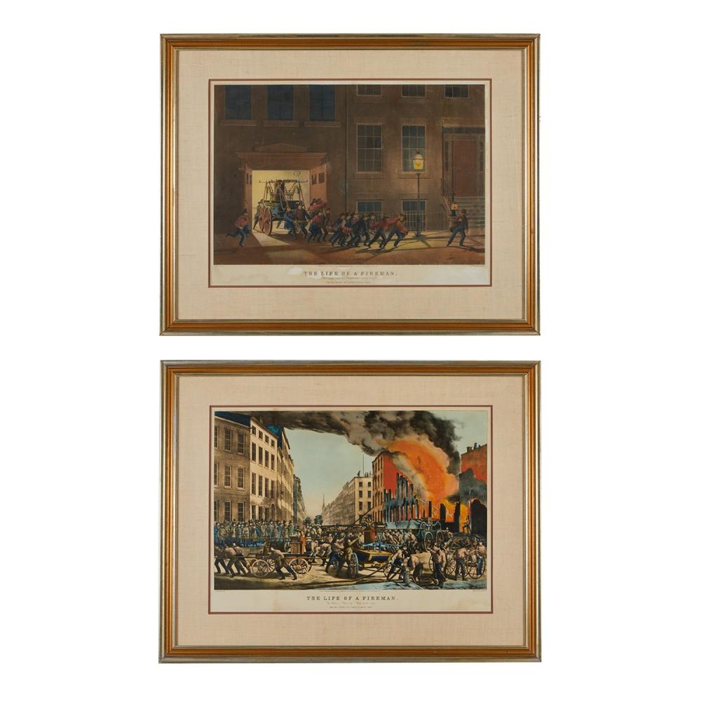 Louis Maurer comparable auction result: 2 currier ives the life of a fireman prints