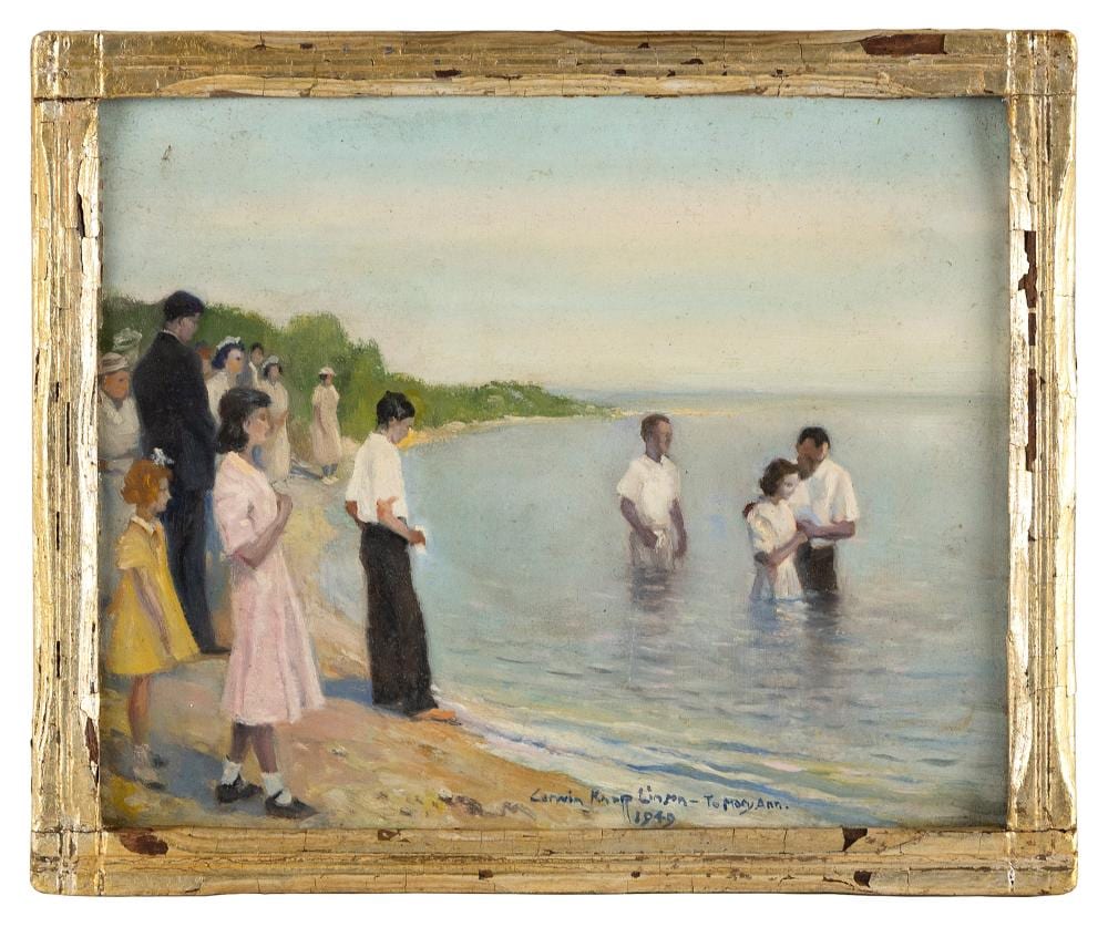 corwin knapp linson new jersey 1864 1934 baptism oil on board 8 75 x 10 75 framed 10 x 12 · Eldred's · 2022-11-18 Corwin Knapp Linson comparable auction result: corwin knapp linson new jersey 1864 1934 baptism oil on board 8 75 x 10 75 framed 10 x 12