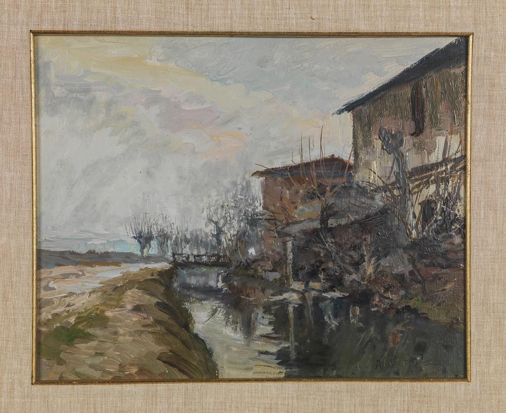 Arturo Verni comparable auction result: pair of country landscapes with stream