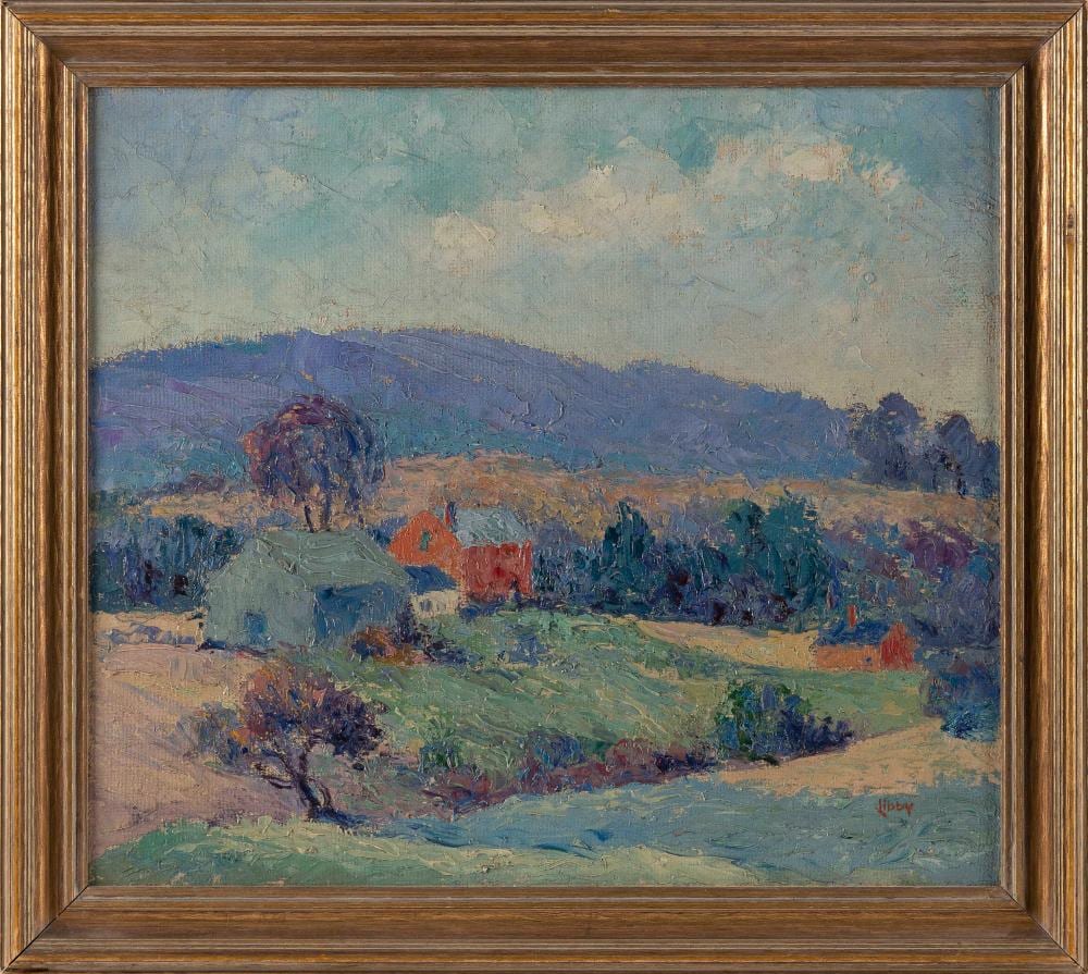 Francis Orville Libby comparable auction result: francis orville libby maine florida england 1883 1961 farm landscape likely maine oil on board 14 x 16 framed 16 5 x 18 5