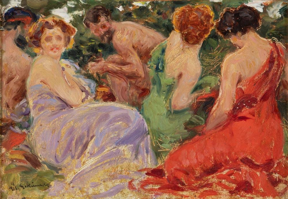 Giorgio Kienerk comparable auction result: giorgio kienerk 1869 1948 bacchanal 1913