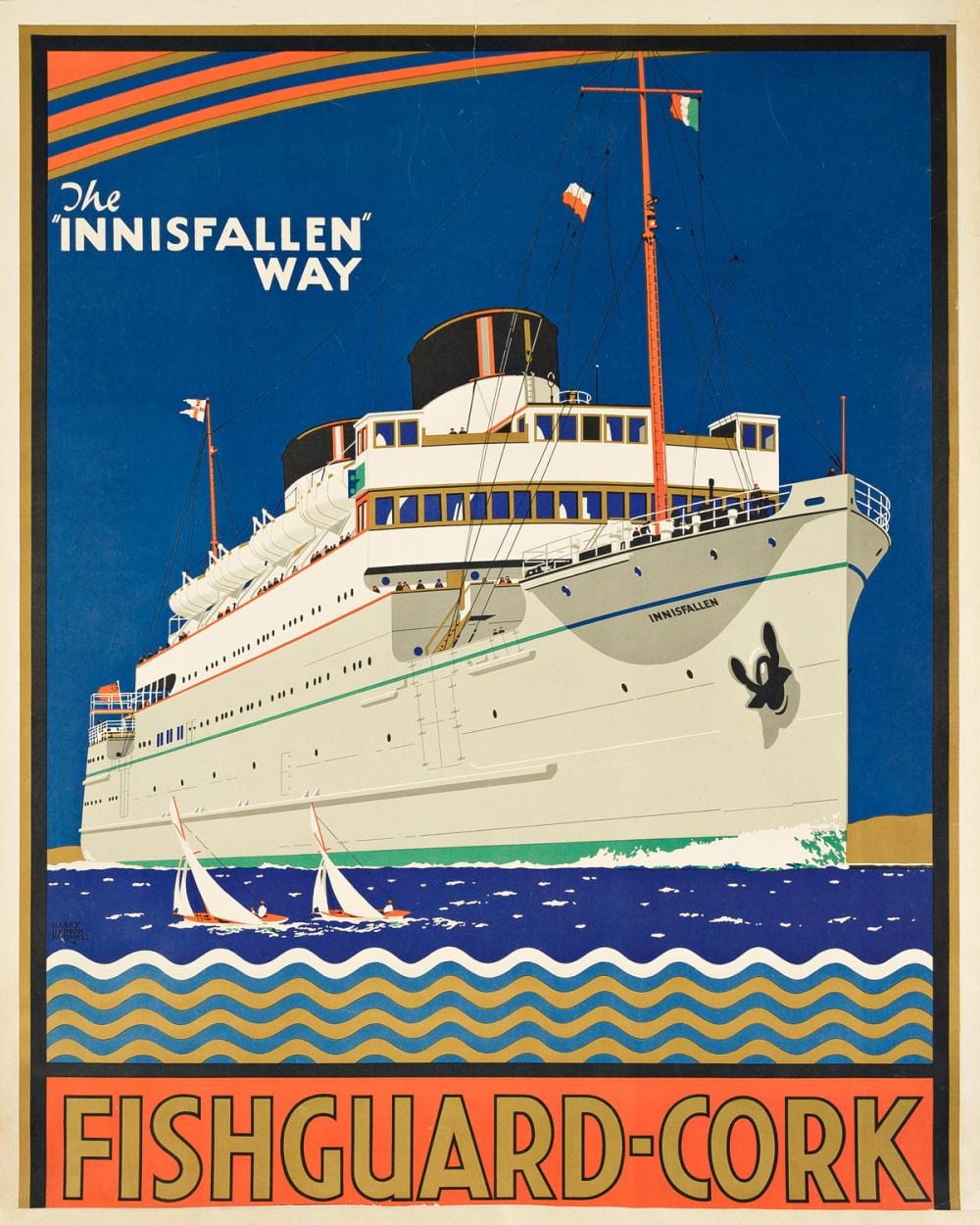 Harry Hudson Rodmell comparable auction result: harry hudson rodmell 1896 1984 fishguard cork the innisfallen way circa 1935 31 x25 inches 79 x63 cm