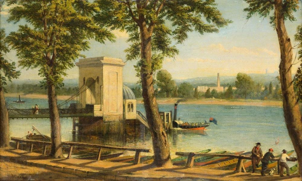 Marshall Claxton comparable auction result: marshall claxton british 1813 1881 river landscape with a stea