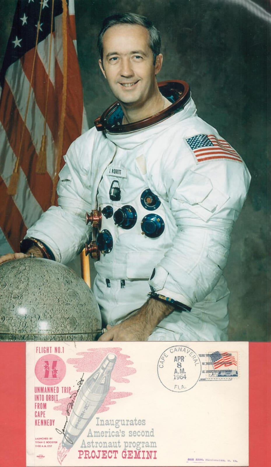 James McDivitt comparable auction result: james mcdivitt signed rare gemini spaceflight fdc with photo this rare first day cover commemorates