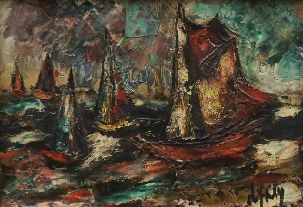 Henry D'Anty comparable auction result: henri d anty french 1910 1998 sailboats at sea signed indistinctly oil on canvas frame 19 x 22 1 2 in 48 26 x 57 15 cm