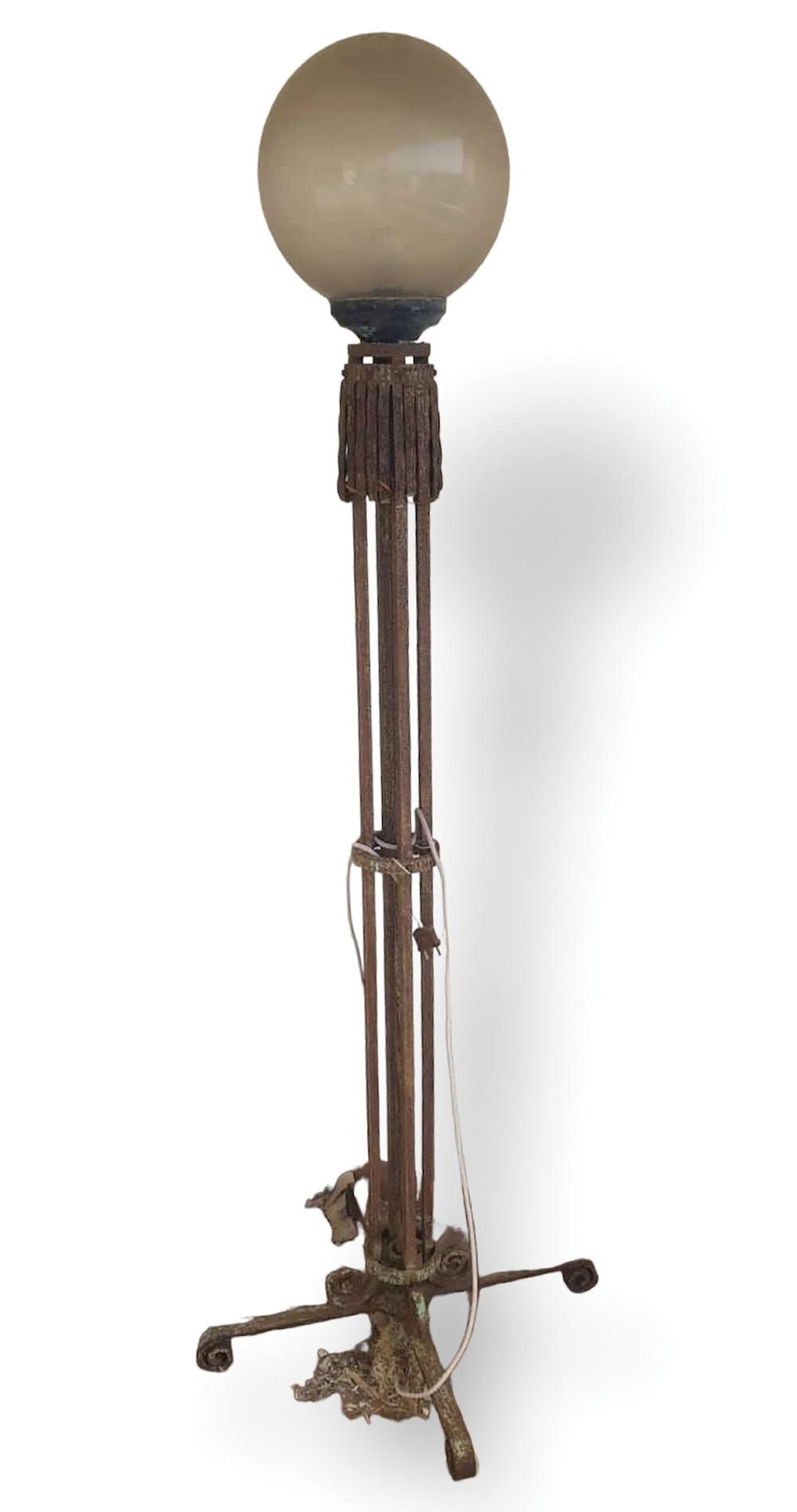Paul Kiss comparable auction result: paul kiss 1885 1952 dans le go t de lampadaire en fer battu et boule en verre