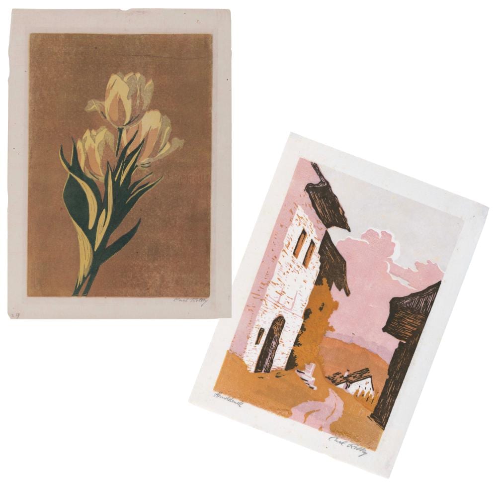 Carl Rotky comparable auction result: carl rotky austria 1891 1977 two color woodblock prints 9 25 x 6 75 and 7 75 x 5 5 matted the largest 20 x 16