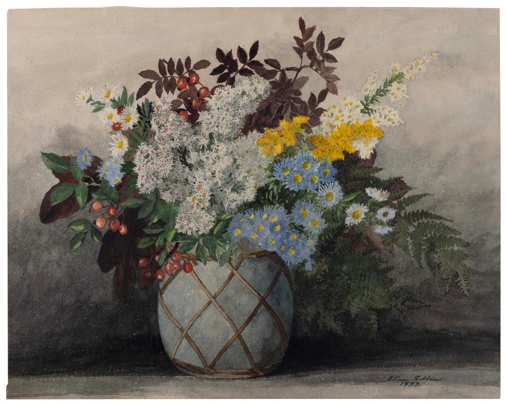 Ellen Robbins comparable auction result: ellen robbins massachusetts 1828 1905 floral still life watercolor on heavy cream wove paper 19 x 23 75 unframed