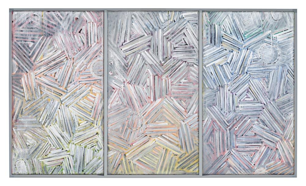 Jasper Johns (B. 1930) Usuyuki triptych—oil and charcoal on canvas, in arti comparable sale