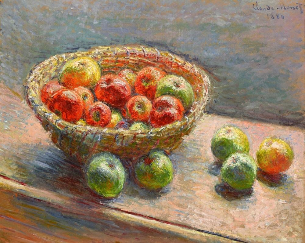 Claude Monet (1840-1926) Le panier de pommes oil on canvas 25 5/8 x 32 in. comparable sale
