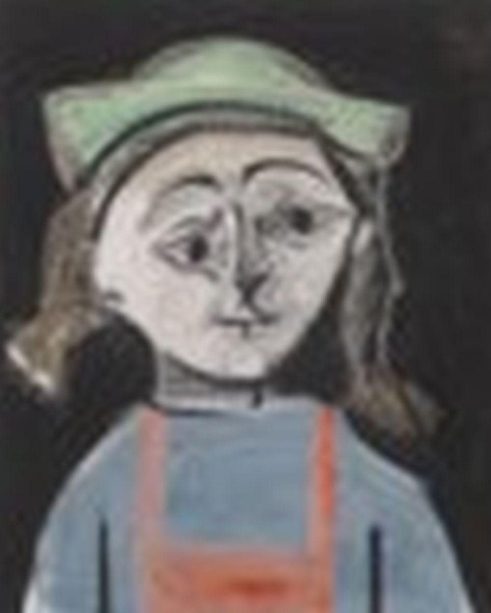 Pablo Picasso (1881-1973) Fillette aux nattes et au chapeau vert oil on can comparable sale
