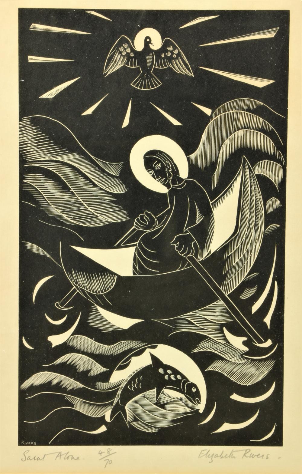 Elizabeth Joyce Rivers comparable auction result: elizabeth rivers 1903 1964 saint alone woodcut limited edition no 48 70 signed approx