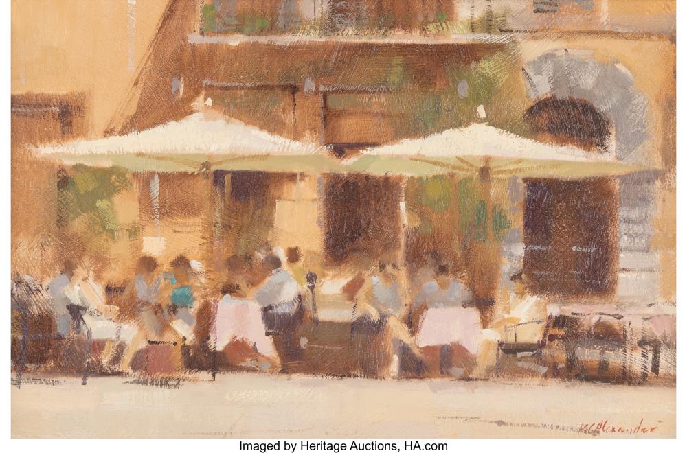 Matthew Alexander comparable auction result: matthew alexander british b 1953 lunch in the sunshine rome oil on masonite