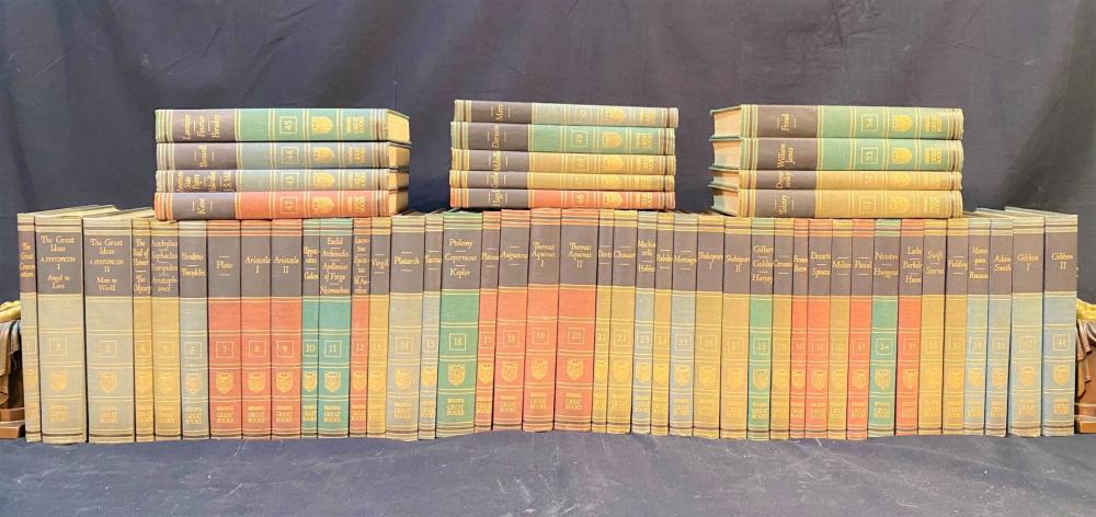 Auction comp thumbnail for GREAT BOOKS OF THE WESTERN WORLD BY THE UNIVERSITY OF CHICAGO - ENCYCLOPEDIA BRITANNICA INC – COMPLETE SET OF 54 VOLUMES – 1952 (The Rug Life Auctions, Lot 86)