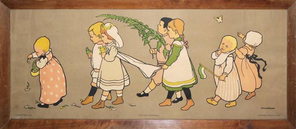 Gertrud Caspari comparable auction result: gertrud caspari der hochzeitszug gro e farblithographie um 1910 unter glas in originalrahmung