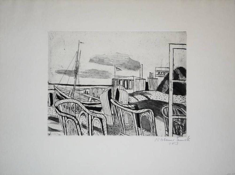 Dietmar Lemcke comparable auction result: dietmar lemcke strand und dorfansichten 6 signierte radierungen von 1958 60