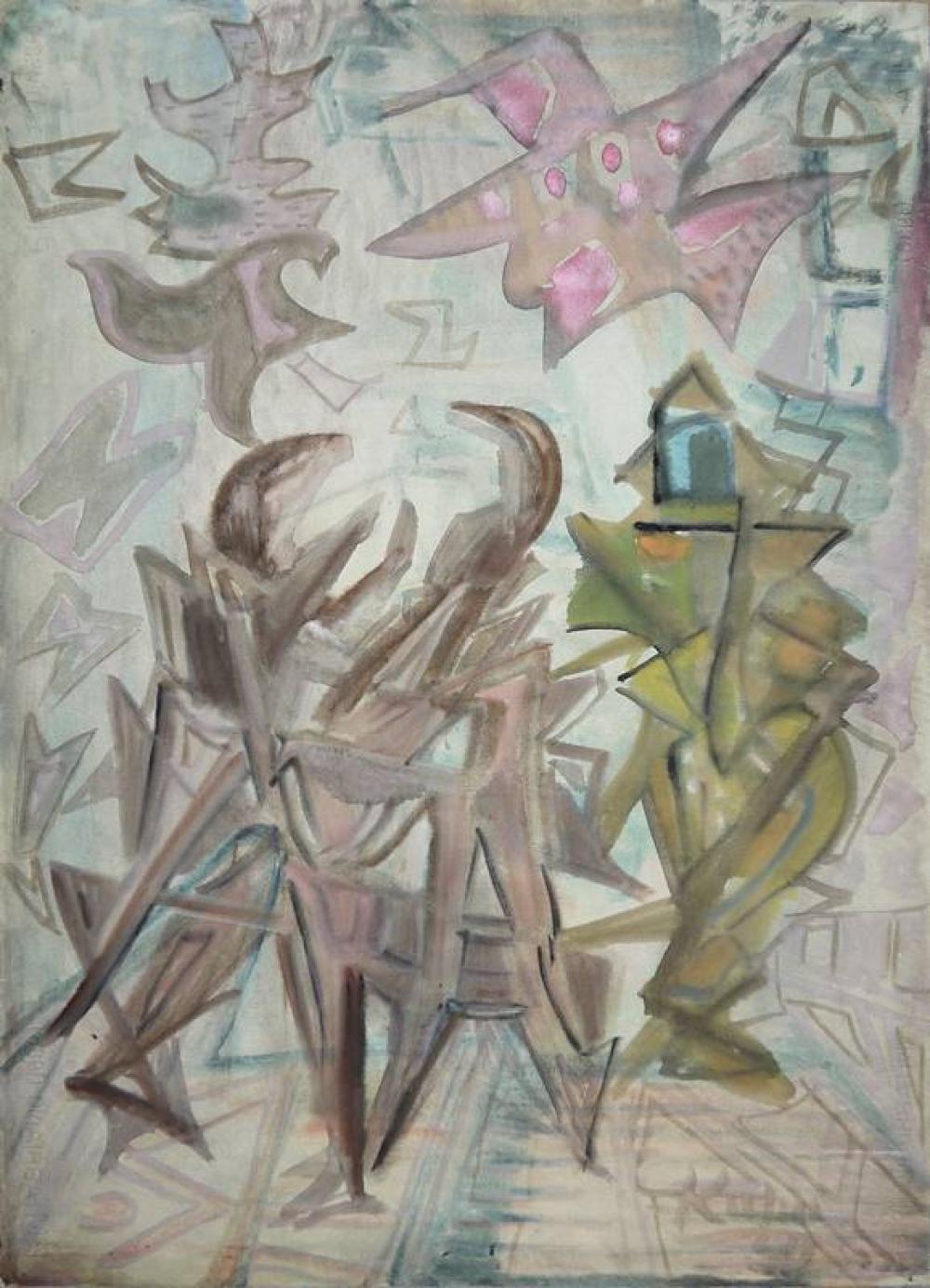 Hans (1905) Kuhn comparable auction result: hans kuhn figurenkampf signiertes aquarell von 1950